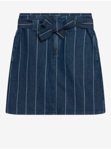 Blue Striped Short Denim Skirt with