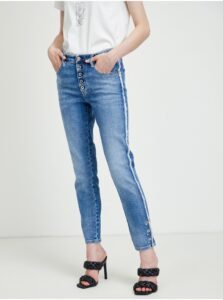 Blue Women's Slim Fit Jeans with Decorative