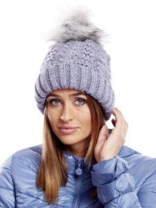 Blue cap with fur