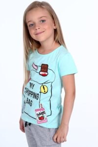 Girls' T-shirt with mint
