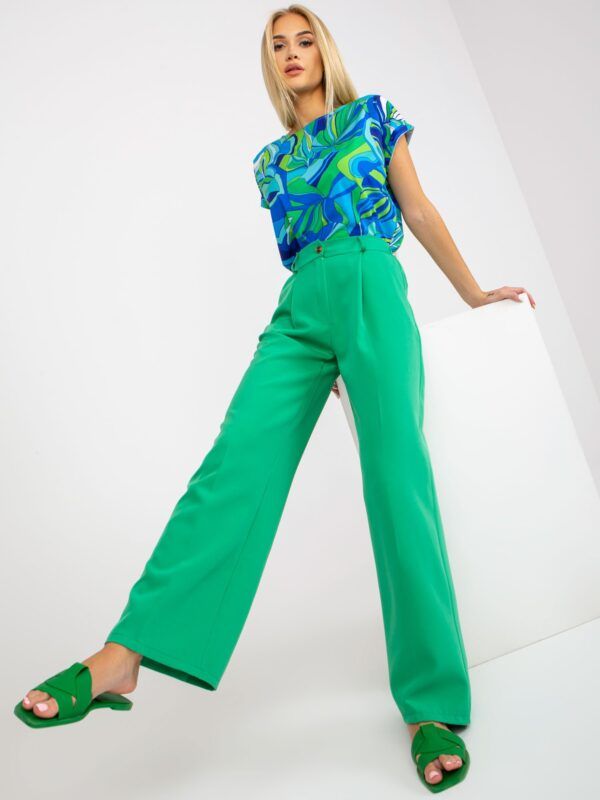Green wide trousers with