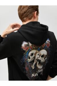 Koton Hooded Sweatshirt Skull Printed