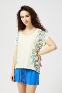 Blouse with print and fringe