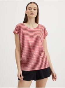 Cream-red women's striped T-Shirt AWARE by VERO