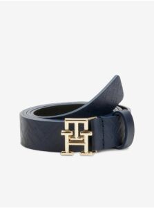 Dark blue women's leather belt Tommy
