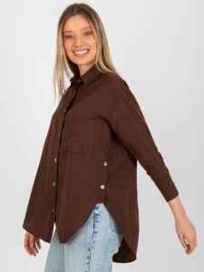Dark brown oversized button-down shirt