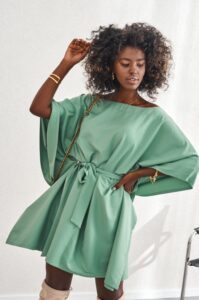 Elegant green kimono dress