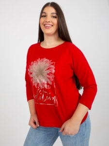 Red plus size blouse with