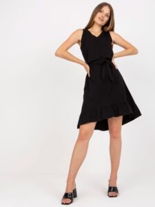 Black cotton basic dress with