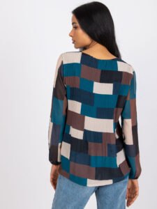 Blue-brown patterned blouse