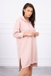 Dress with hood and longer back