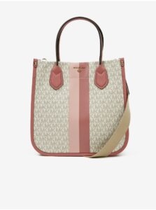 Pink-White Women's Patterned Leather Handbag Michael