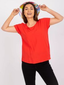 Red casual blouse with round