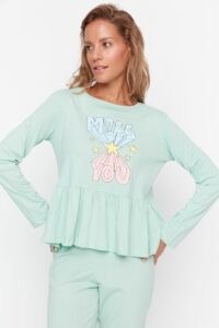 Trendyol Mint Ruffle Detailed Knitted