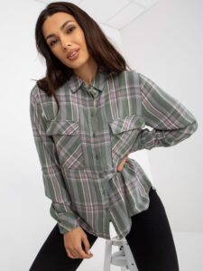 Women's khaki checkered shirt