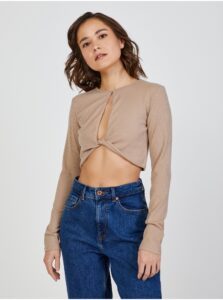 Beige Women's Cropped T-Shirt with TALLY