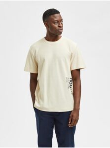 Cream T-Shirt Selected Homme Relax