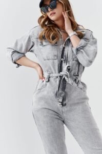 Denim overall with grey