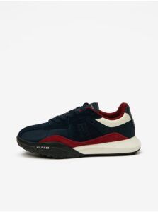 Tommy Hilfiger Burgundy-blue Mens Sneakers with Leather