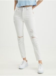 White slim fit jeans with torn effect