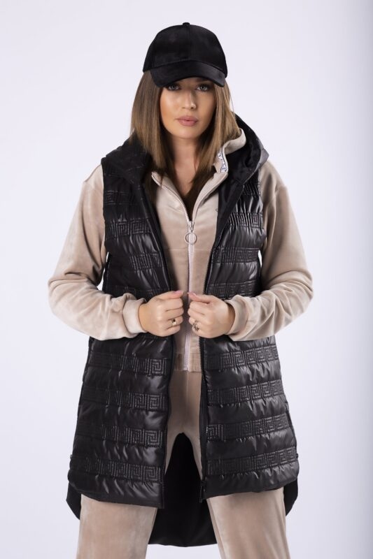 quilted vest with a hood and