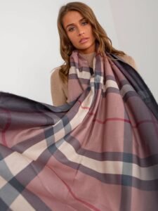 Powder pink checkered scarf