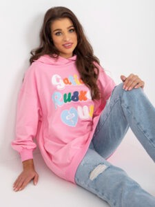 Pink long sweatshirt with print