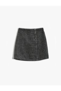 Koton Checkered Tweed Skirt