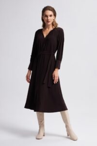 Gusto Long Dress With Pleated