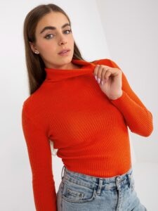 Orange knitted sweater with