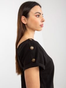 Black blouse with buttons on sleeves