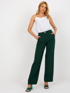 Dark green wide fabric trousers