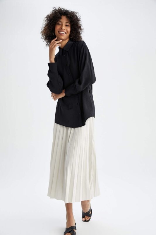 DEFACTO Pleated Woven Maxi