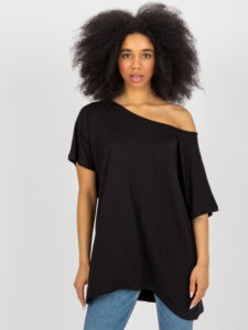 Basic black viscose blouse with