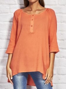 Coral cotton tunic with