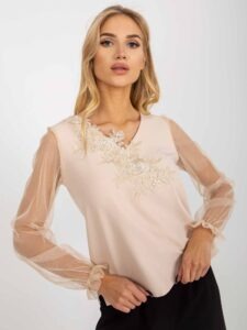 Beige formal blouse with