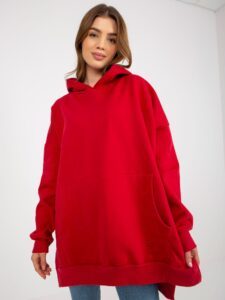 Dark red long oversize hoodie