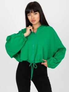 Basic green zippered sweatshirt with