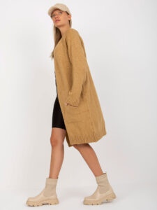 Camel long cardigan with pockets