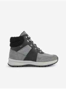 Grey Women's Ankle Boots with Suede Details