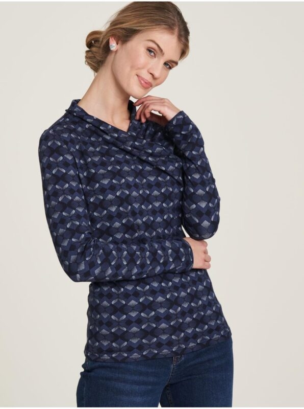 Dark Blue Women's Patterned Wrap Sweater