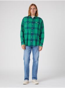 Blue-Green Mens Plaid Shirt Wrangler