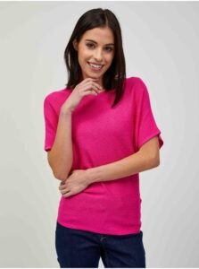 Dark Pink Lightweight Patterned Short Sleeve