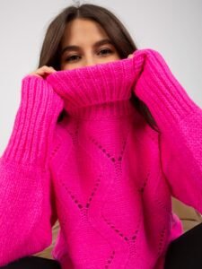 Fluo pink openwork sweater with