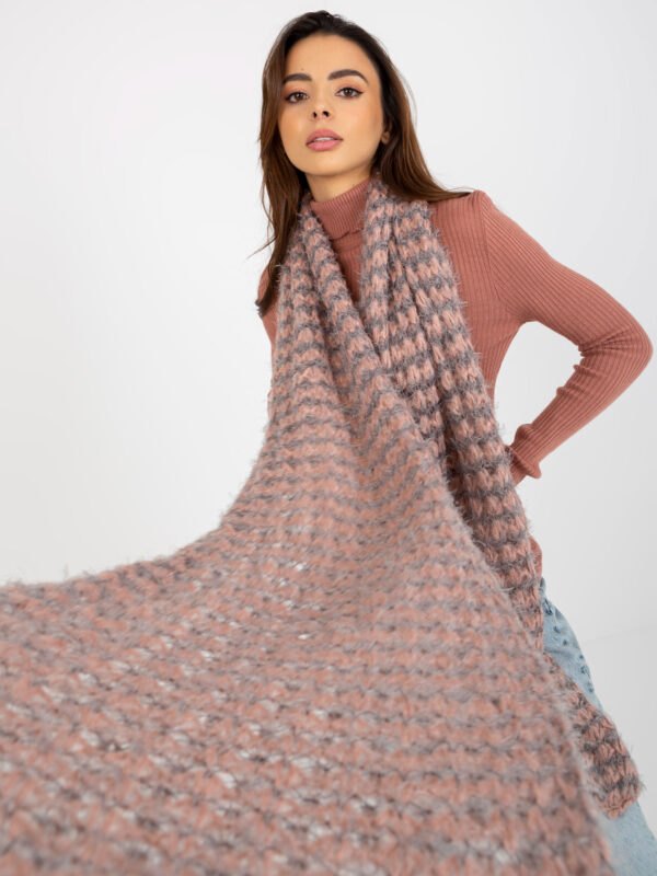 Women's pink-gray knitted winter