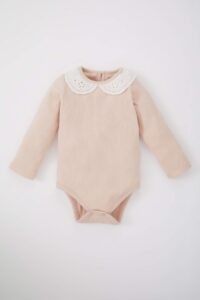 DEFACTO Baby Girls Embroidered Collar Organic Cotton Ribbed