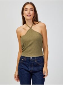 Khaki Ribbed Cropped Tank Top ONLY