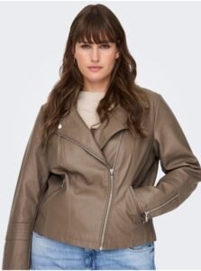 Brown Women's Leatherette Jacket ONLY CARMAKOMA