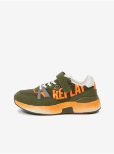 Orange-green children's sneakers with details in