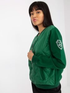 Dark green women's bomber sweatshirt with